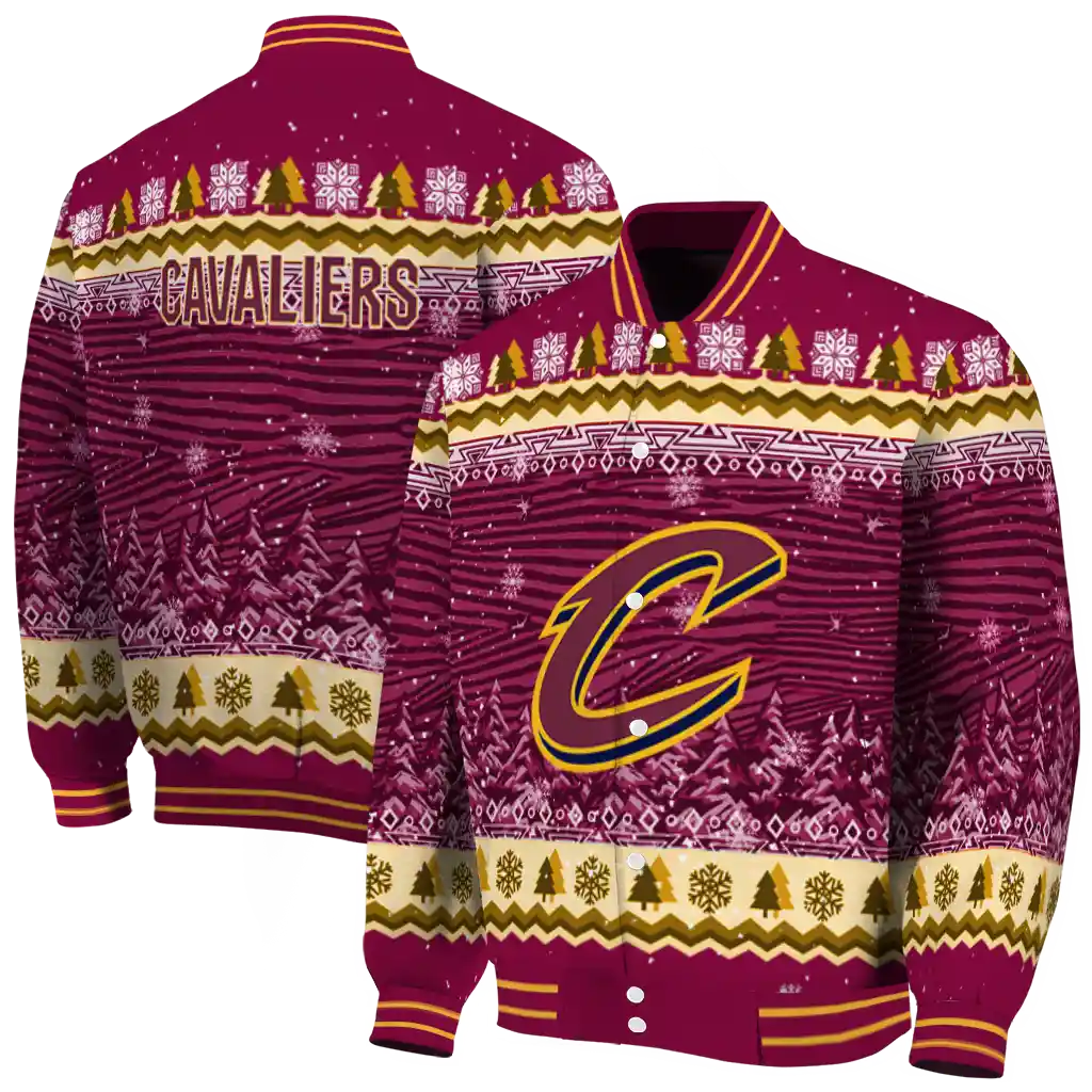 cleveland cavaliers snowy pines wine varsity jacket fashion forward cleveland cavaliers snowy pines wine varsity jacket fashion forward