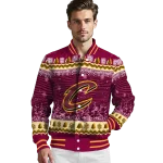 cleveland cavaliers snowy pines wine varsity jacket best selling