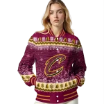 cleveland cavaliers snowy pines wine varsity jacket best selling