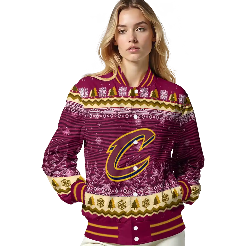 cleveland cavaliers snowy pines wine varsity jacket latest model cleveland cavaliers snowy pines wine varsity jacket latest model