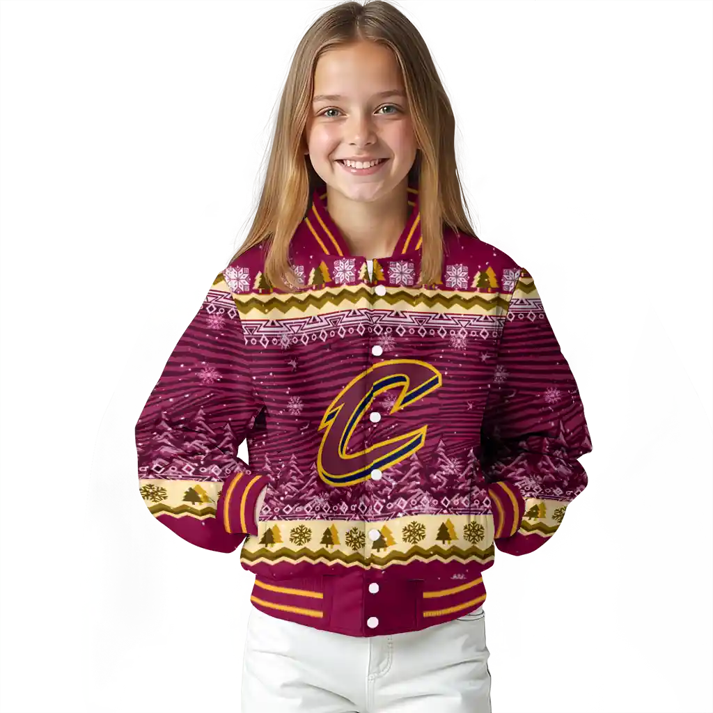 cleveland cavaliers snowy pines wine varsity jacket top rated cleveland cavaliers snowy pines wine varsity jacket top rated