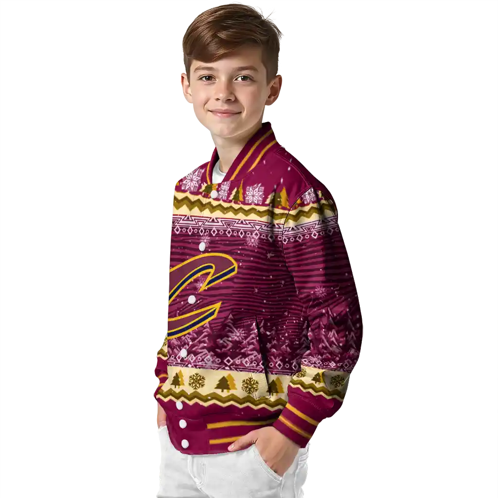 cleveland cavaliers snowy pines wine varsity jacket trendy cleveland cavaliers snowy pines wine varsity jacket trendy