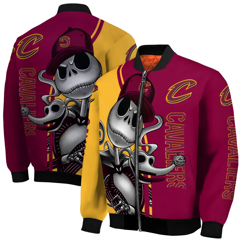 cleveland cavaliers spooky grin wine bomber jacket best selling cleveland cavaliers spooky grin wine bomber jacket best selling
