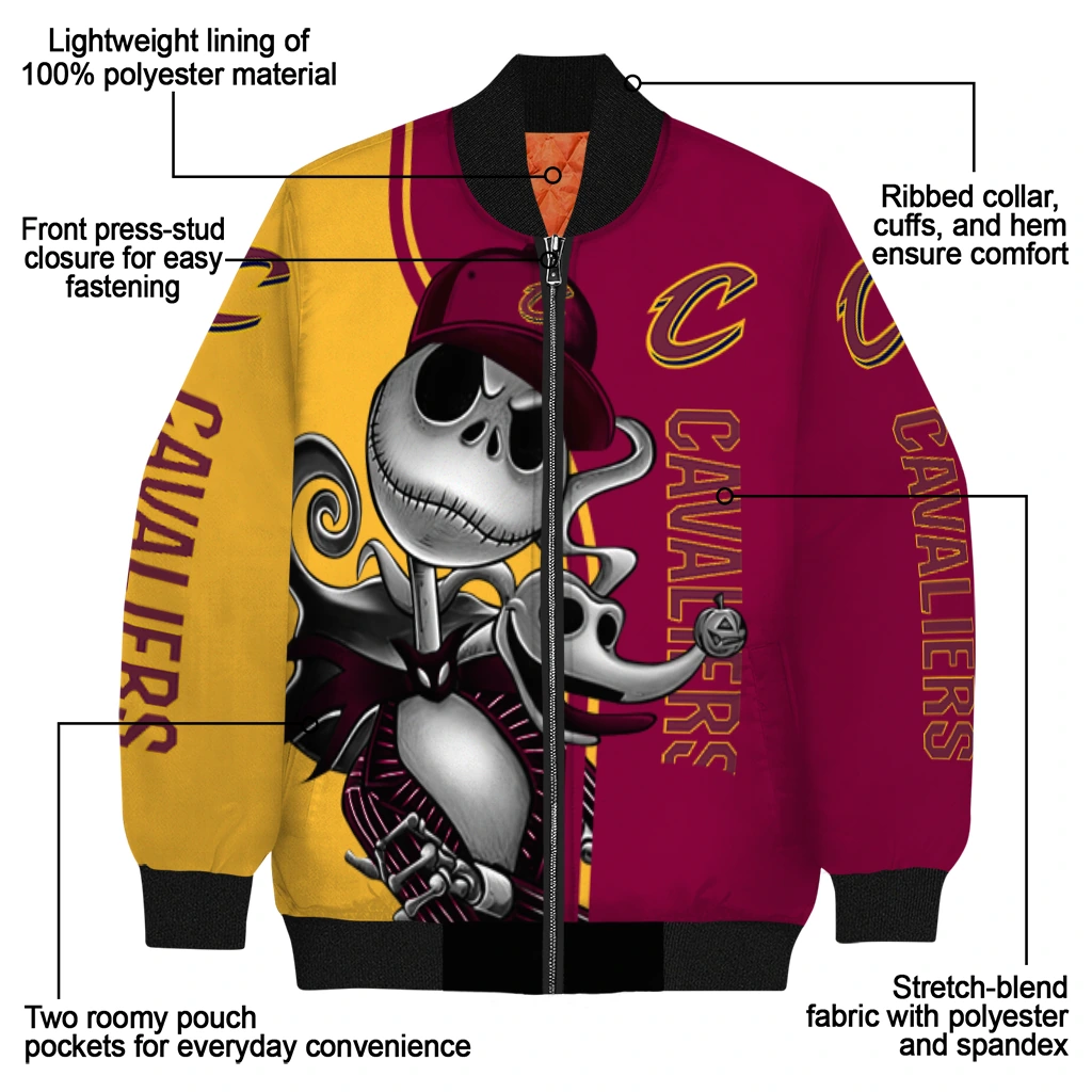cleveland cavaliers spooky grin wine bomber jacket new arrival cleveland cavaliers spooky grin wine bomber jacket new arrival