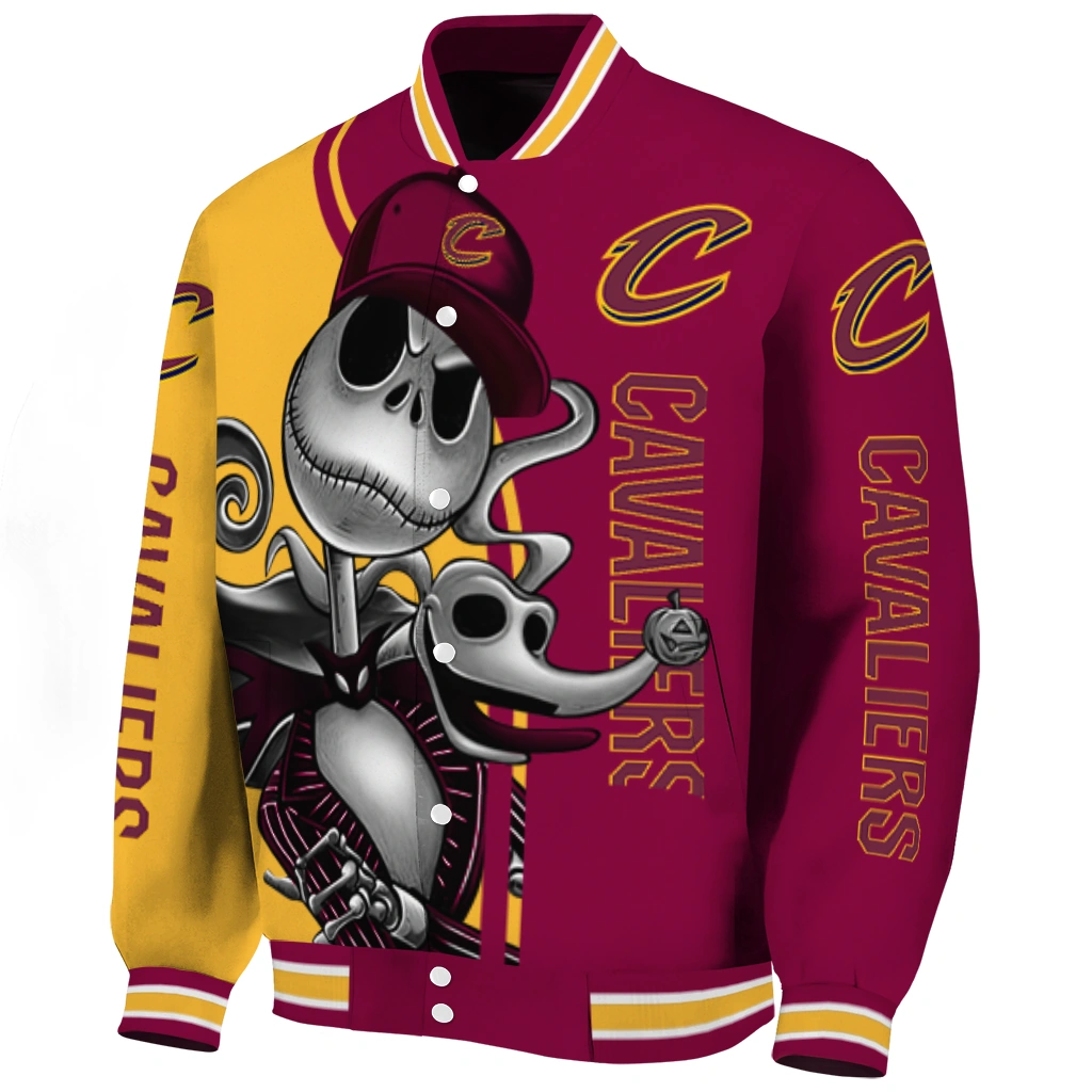 cleveland cavaliers spooky grin wine varsity jacket best selling cleveland cavaliers spooky grin wine varsity jacket best selling