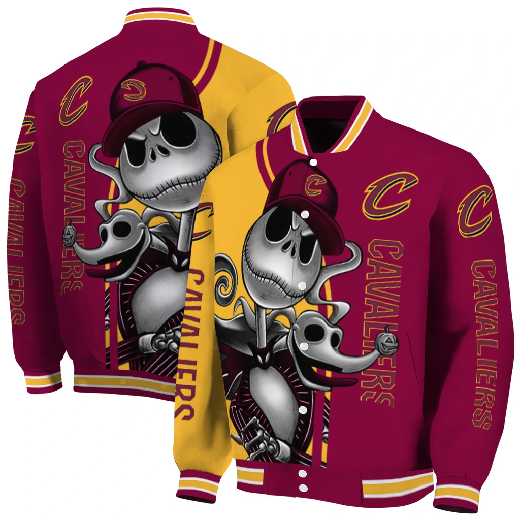 cleveland cavaliers spooky grin wine varsity jacket fashion forward cleveland cavaliers spooky grin wine varsity jacket fashion forward