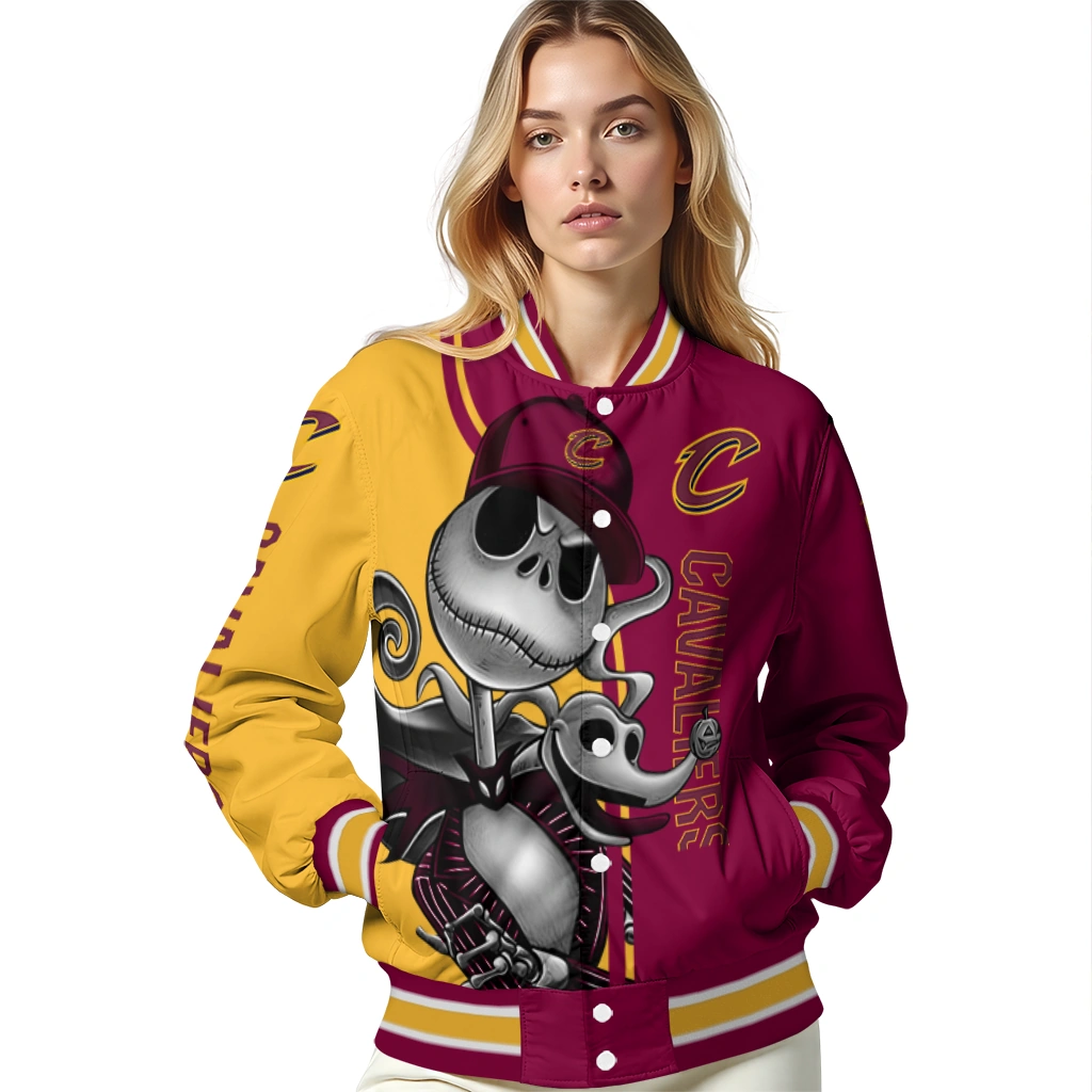 cleveland cavaliers spooky grin wine varsity jacket latest model cleveland cavaliers spooky grin wine varsity jacket latest model