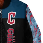 cleveland guardians fire skull navy blue black bomber jacket best selling