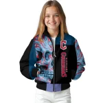 cleveland guardians fire skull navy blue black bomber jacket best selling