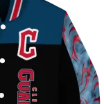 cleveland guardians fire skull navy blue black varsity jacket best selling