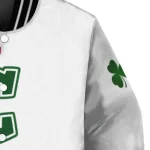 cleveland guardians four leaf icon white green varsity jacket best selling