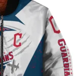 cleveland guardians ripped bolt navy blue white bomber jacket best selling