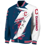 cleveland guardians ripped bolt navy blue white varsity jacket best selling