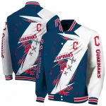 cleveland guardians ripped bolt navy blue white varsity jacket best selling