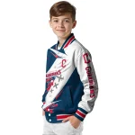 cleveland guardians ripped bolt navy blue white varsity jacket best selling