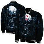 cleveland guardians skull bite navy blue black varsity jacket best selling