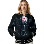 cleveland guardians skull bite navy blue black varsity jacket best selling