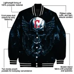 cleveland guardians skull bite navy blue black varsity jacket best selling