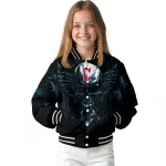 cleveland guardians skull bite navy blue black varsity jacket best selling