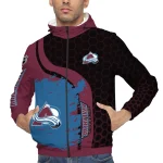 colorado avalanche hex grid texture burgundy black windbreaker jacket best selling