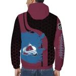 colorado avalanche hex grid texture burgundy black windbreaker jacket best selling