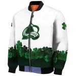 colorado avalanche lucky clovers white green bomber jacket best selling
