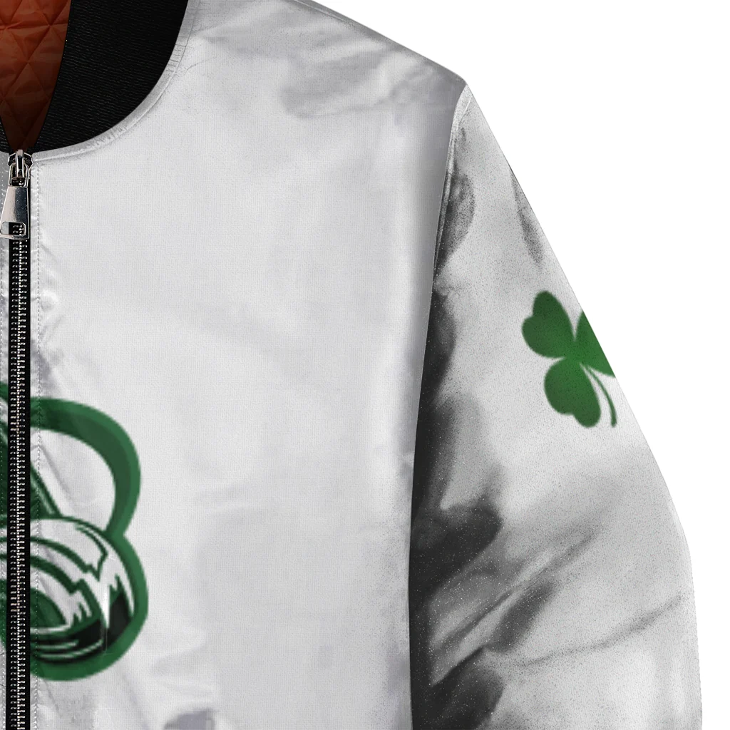 colorado avalanche lucky clovers white green bomber jacket premium grade colorado avalanche lucky clovers white green bomber jacket premium grade