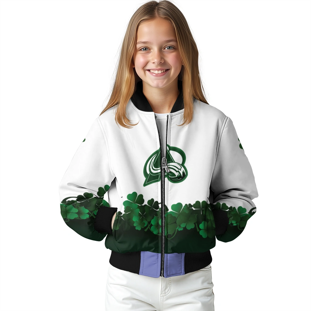 colorado avalanche lucky clovers white green bomber jacket top rated colorado avalanche lucky clovers white green bomber jacket top rated