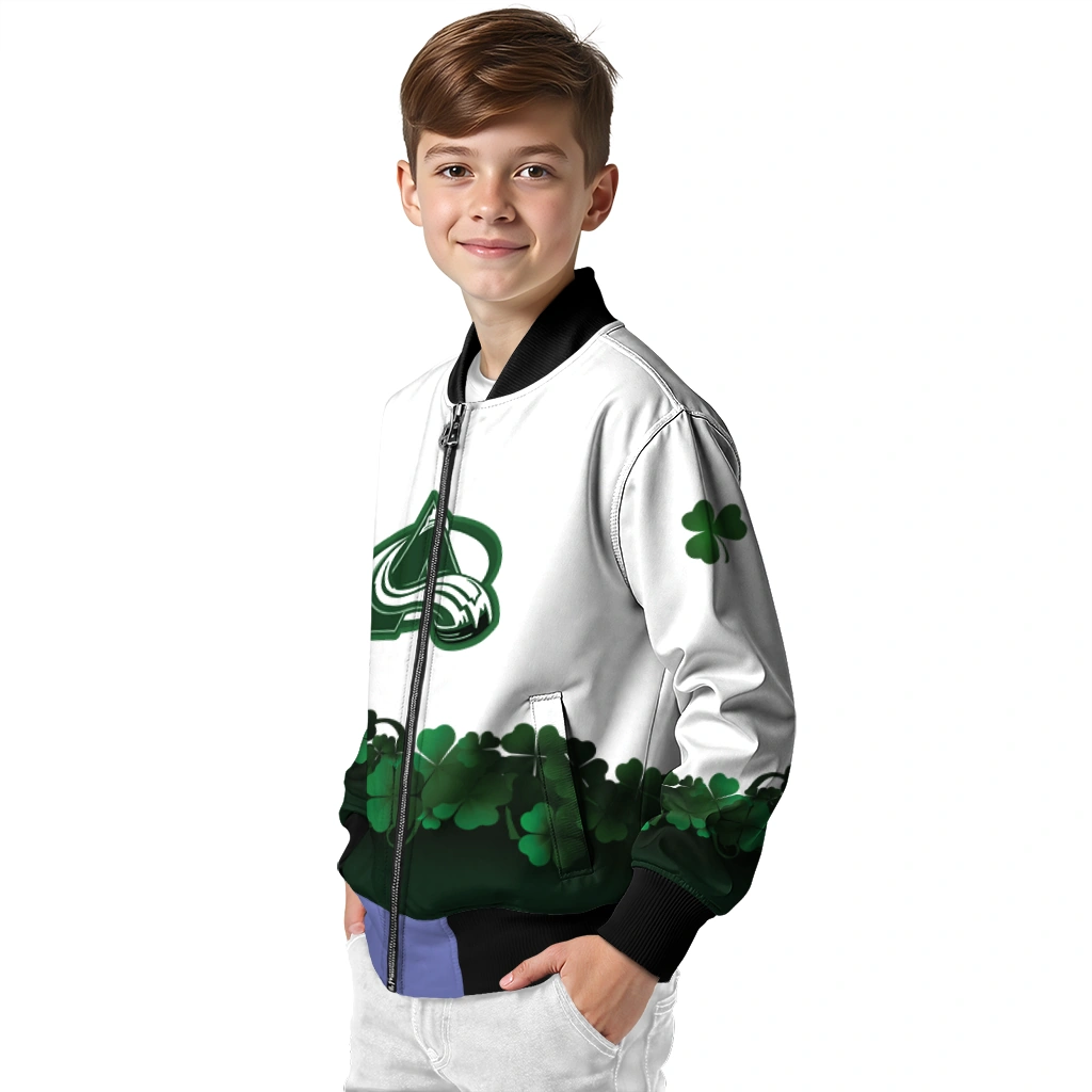 colorado avalanche lucky clovers white green bomber jacket trendy colorado avalanche lucky clovers white green bomber jacket trendy