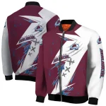 colorado avalanche ripped bolt burgundy white bomber jacket best selling