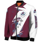 colorado avalanche ripped bolt burgundy white bomber jacket best selling