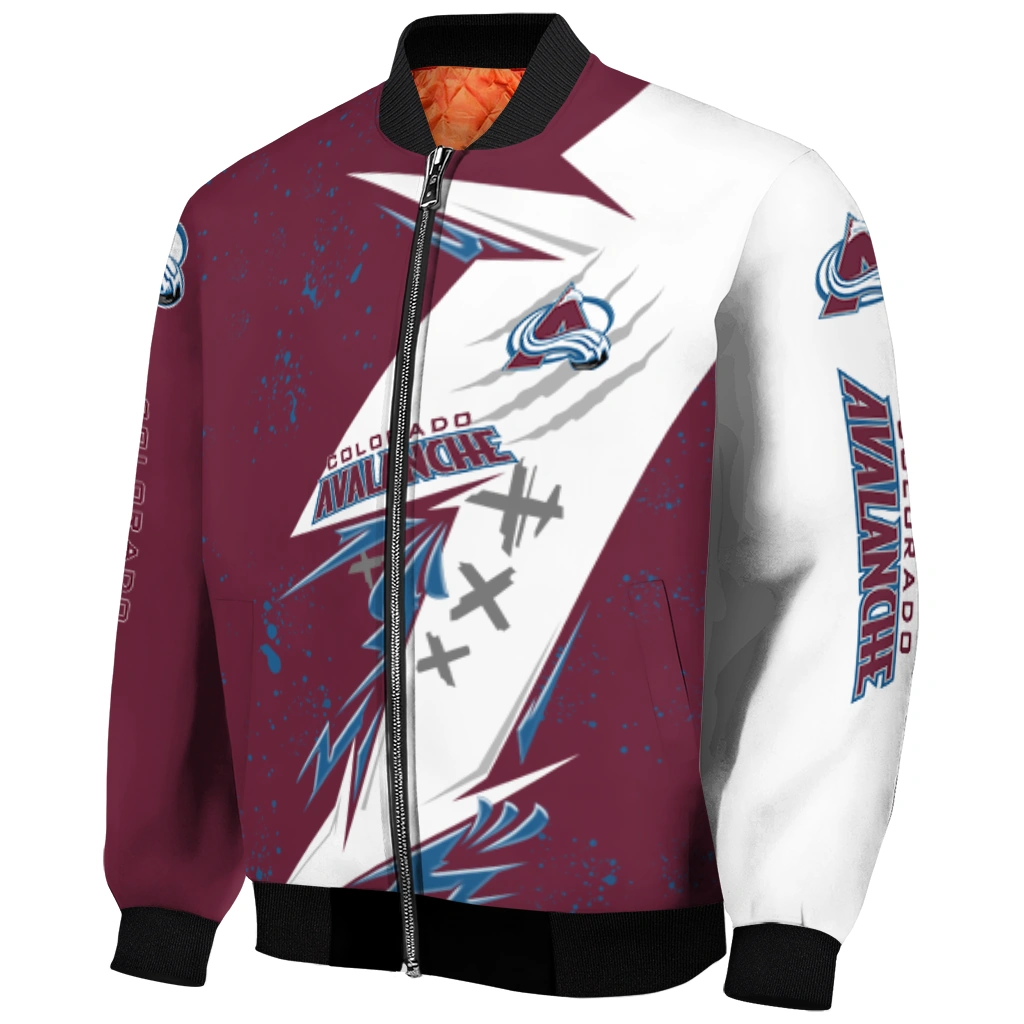 colorado avalanche ripped bolt burgundy white bomber jacket fashion forward colorado avalanche ripped bolt burgundy white bomber jacket fashion forward