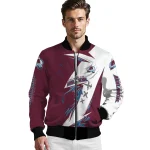 colorado avalanche ripped bolt burgundy white bomber jacket best selling