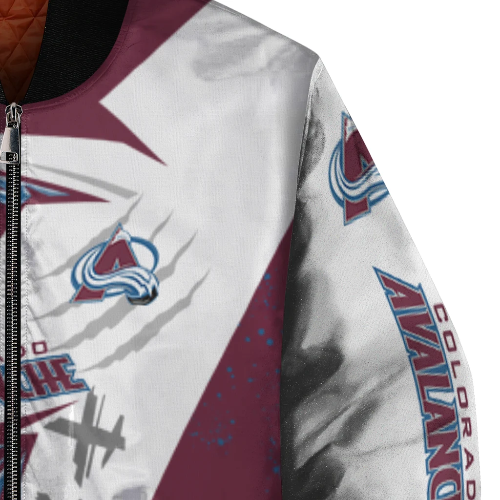 colorado avalanche ripped bolt burgundy white bomber jacket premium grade colorado avalanche ripped bolt burgundy white bomber jacket premium grade