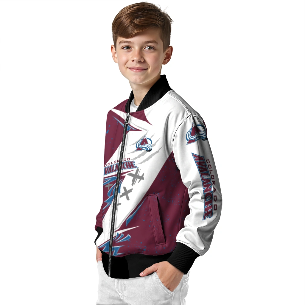 colorado avalanche ripped bolt burgundy white bomber jacket trendy colorado avalanche ripped bolt burgundy white bomber jacket trendy