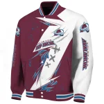 colorado avalanche ripped bolt burgundy white varsity jacket best selling