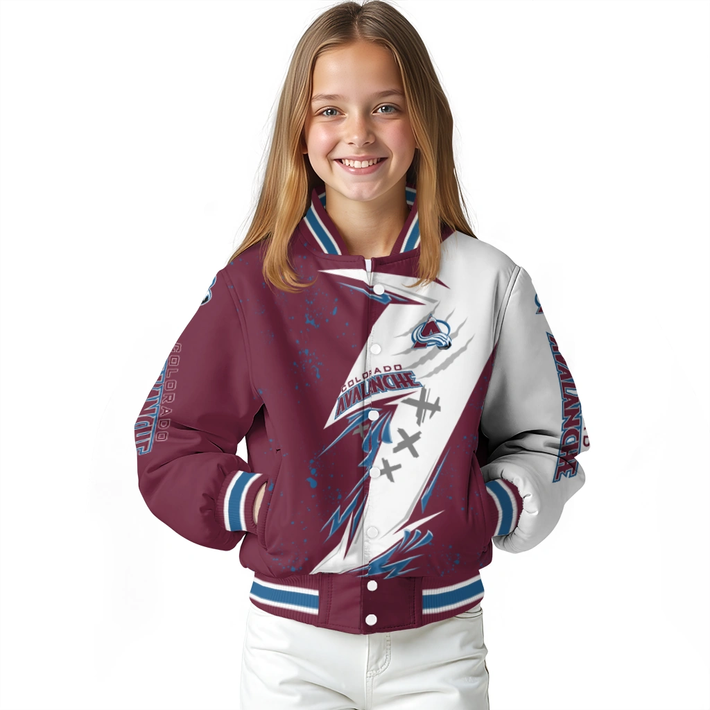 colorado avalanche ripped bolt burgundy white varsity jacket top rated colorado avalanche ripped bolt burgundy white varsity jacket top rated