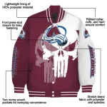 colorado avalanche skull outline burgundy white varsity jacket best selling