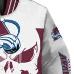 colorado avalanche skull outline burgundy white varsity jacket best selling