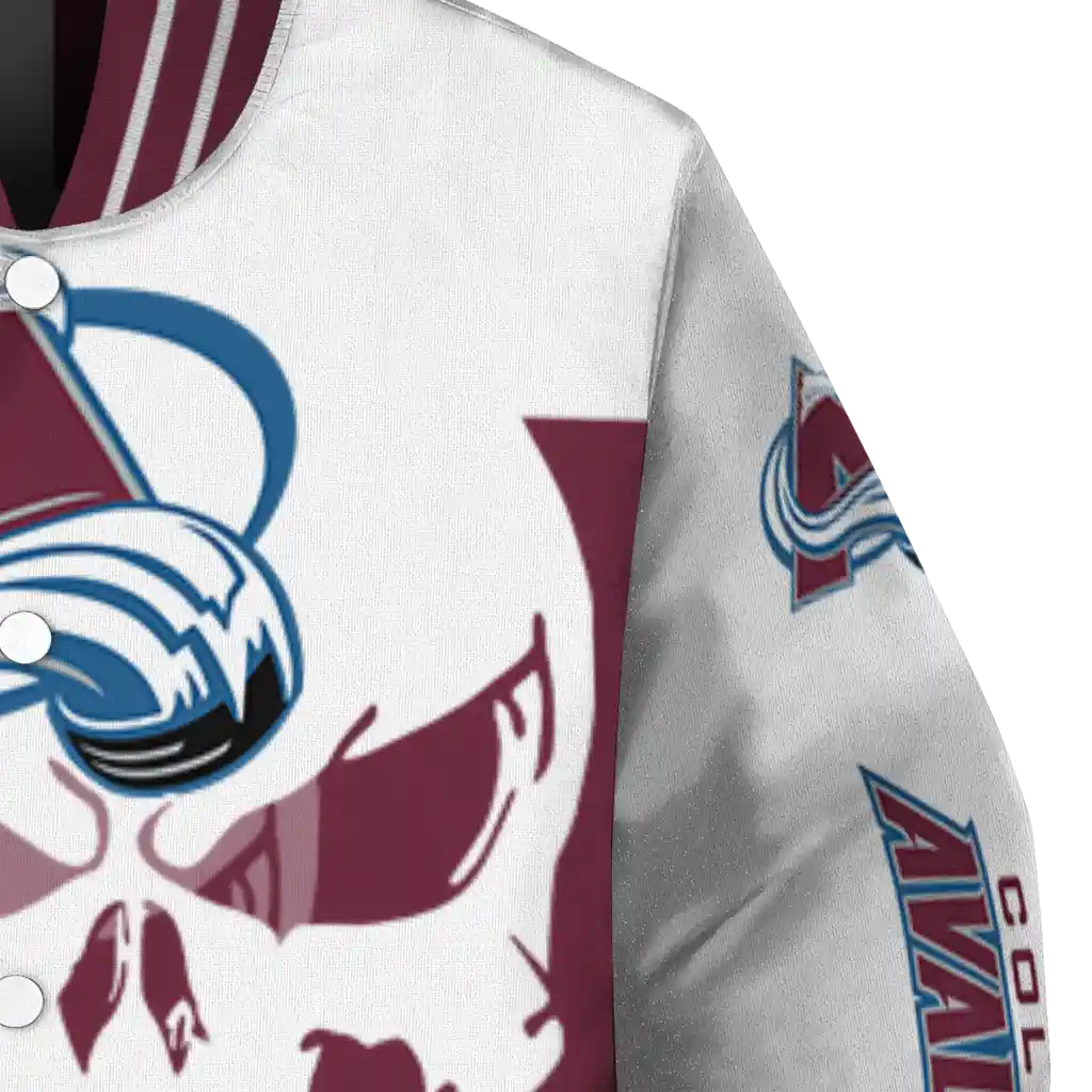 colorado avalanche skull outline burgundy white varsity jacket premium grade colorado avalanche skull outline burgundy white varsity jacket premium grade