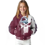 colorado avalanche skull outline burgundy white varsity jacket best selling