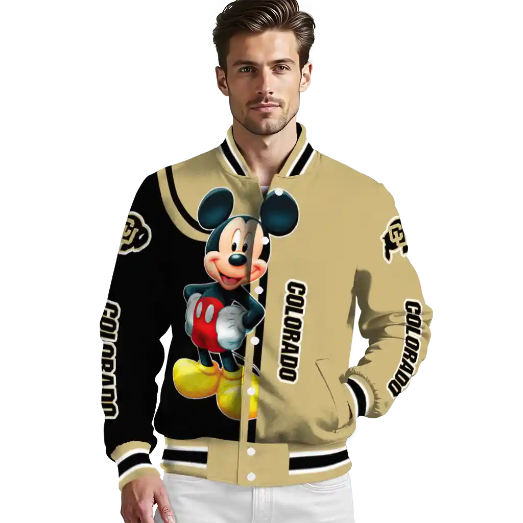 colorado buffaloes mickey mouse gold varsity jacket high quality colorado buffaloes mickey mouse gold varsity jacket high quality