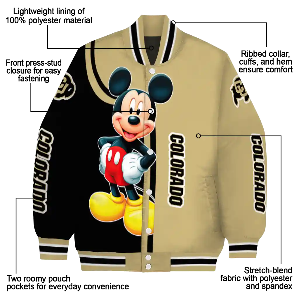 colorado buffaloes mickey mouse gold varsity jacket new arrival colorado buffaloes mickey mouse gold varsity jacket new arrival