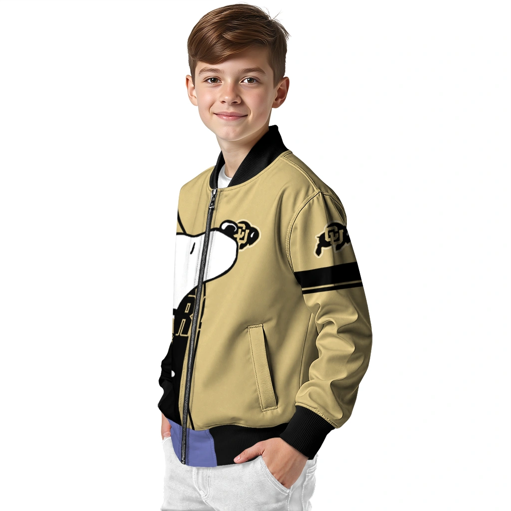 colorado buffaloes snoopy attitude gold bomber jacket trendy colorado buffaloes snoopy attitude gold bomber jacket trendy
