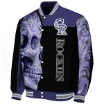 colorado rockies fire skull blue black varsity jacket best selling