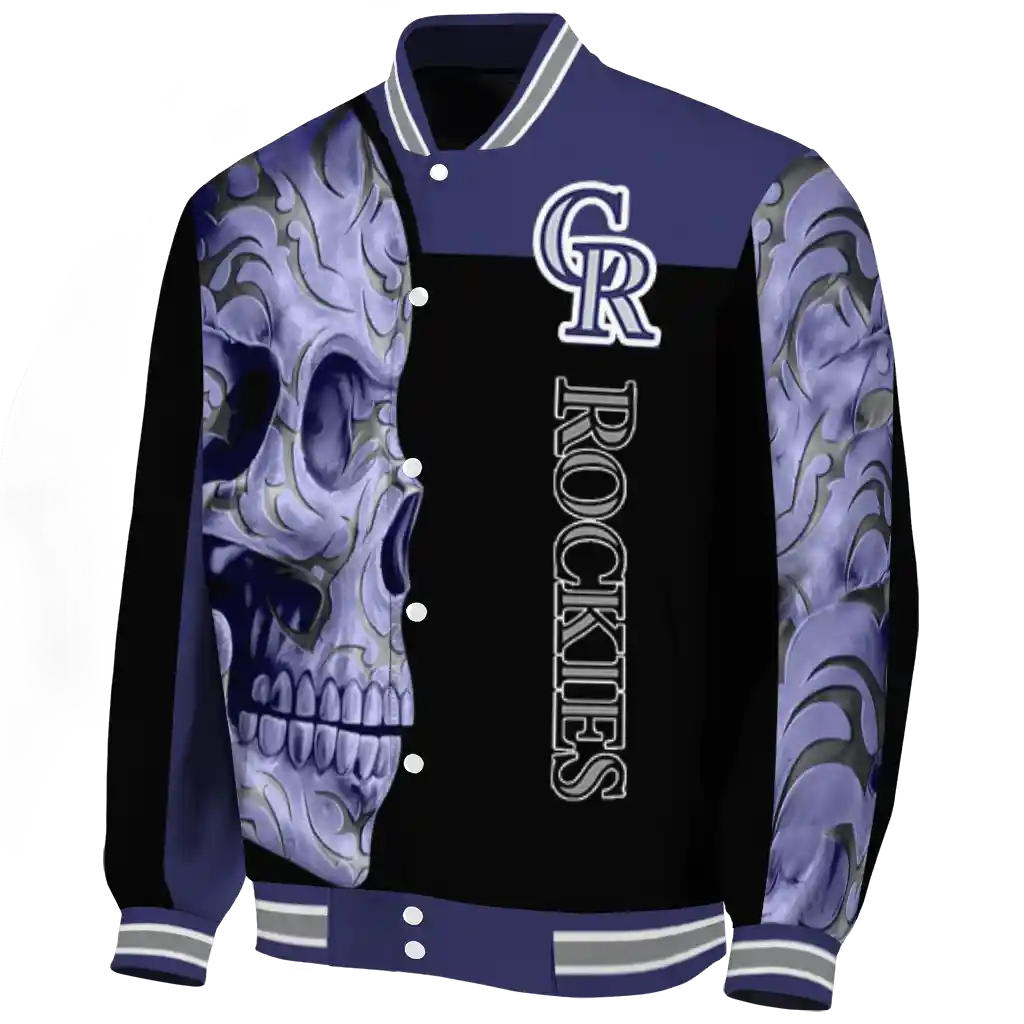 colorado rockies fire skull blue black varsity jacket best selling colorado rockies fire skull blue black varsity jacket best selling