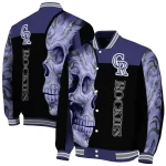colorado rockies fire skull blue black varsity jacket best selling