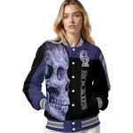 colorado rockies fire skull blue black varsity jacket best selling