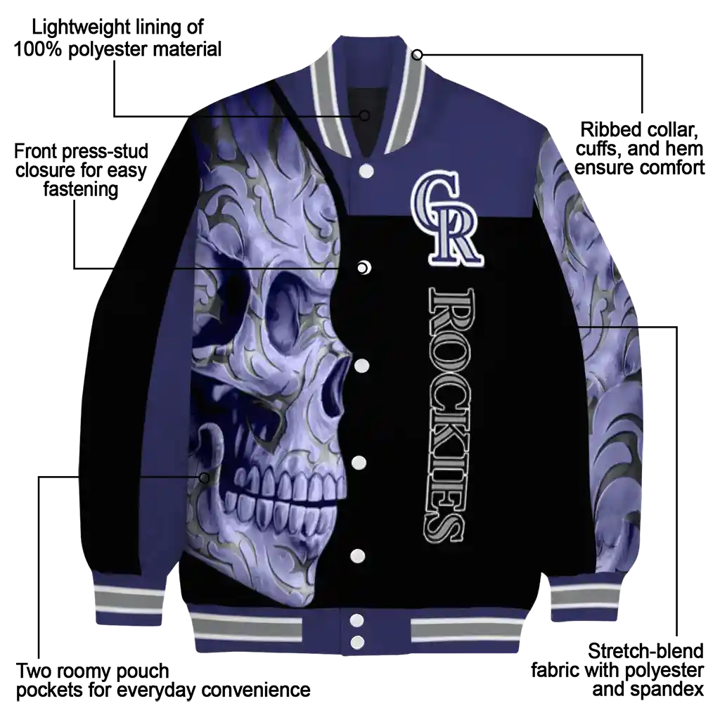 colorado rockies fire skull blue black varsity jacket new arrival colorado rockies fire skull blue black varsity jacket new arrival