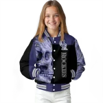 colorado rockies fire skull blue black varsity jacket best selling